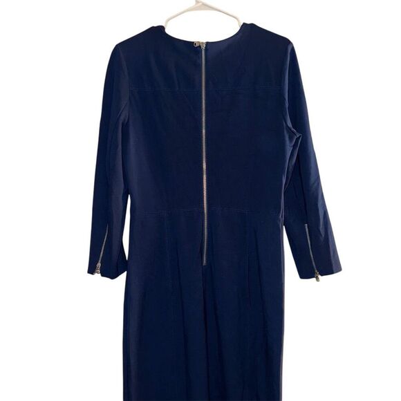 J. Crew Women's Size 12 Blue Shift Dress Long Sleeve Short Length - Picture 2 of 7